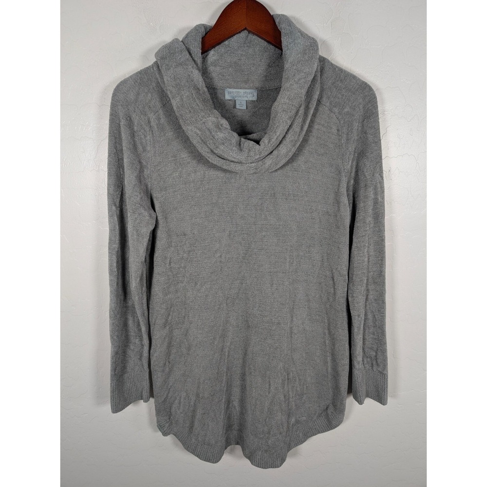 Barefoot Dreams Sweater‎ Womens Small Gray Cowl Neck Cozy Chic Ultra Lite Soft